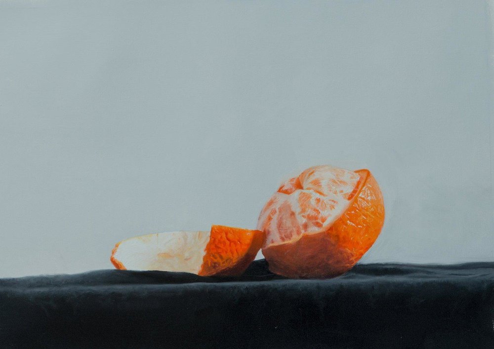 'Orange in Blue’ - Oil on canvas (29cm x 42cm/12" x 16")  SOLD